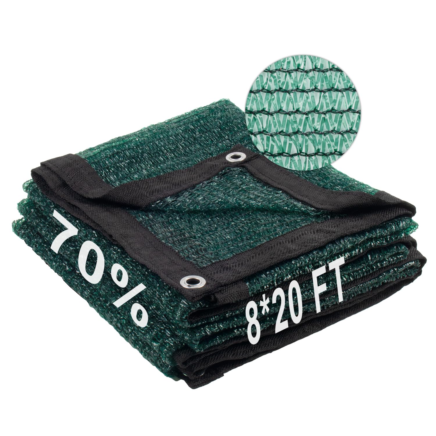LOVE STORY 8x20FT 70% Dark Green Shade Cloth Sun Shade Net with Grommets Sunblock Net Mesh Tarp for Garden,Plants Cover,Greenhouse and Patio