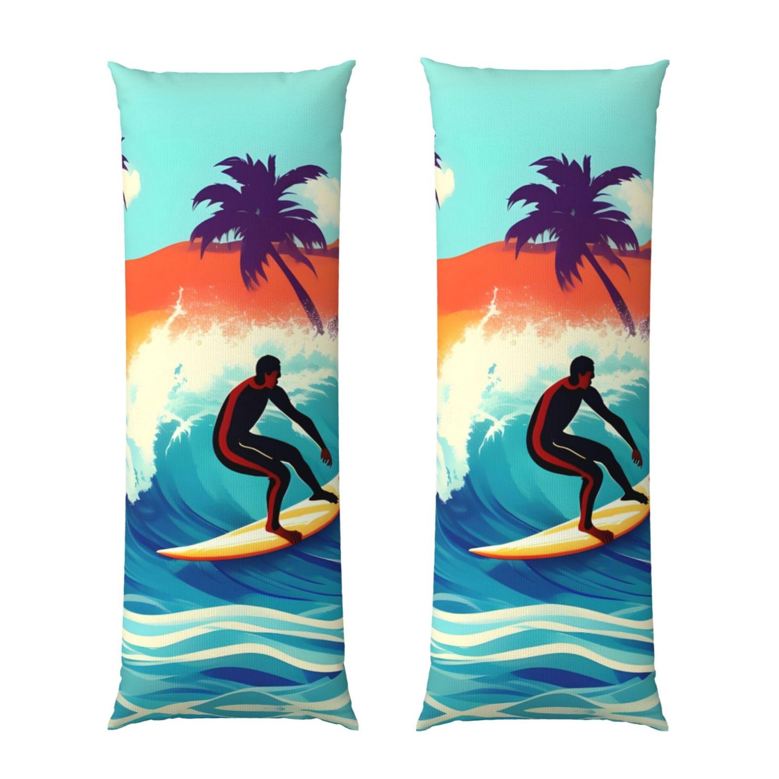 Housse de coussin de corps hawaïenne ondulée et taie d'oreiller longue esthétique en microfibre douce