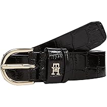 Tommy Hilfiger Donna Cintura Essential Effortless 2,5 con Effetto Coccodrillo, Nero (Black), 90 cm