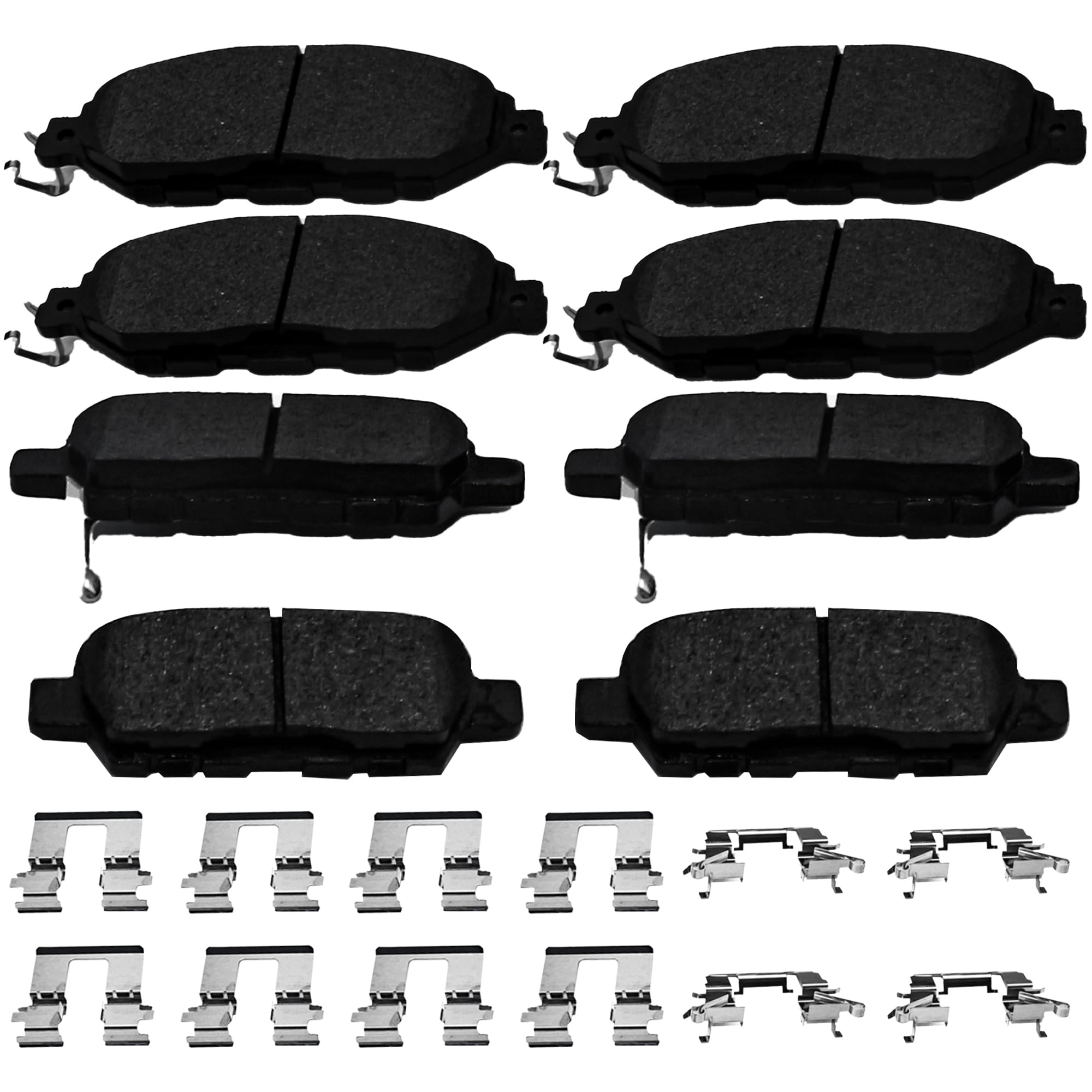 Brake Pads Front and Rear Compatible with Nissan Pathfinder Murano, 2014-2020 Infiniti QX60, 2013 Infiniti JX35 Automotive Replacement Brake Pads Semi-Metallic D1649 D905