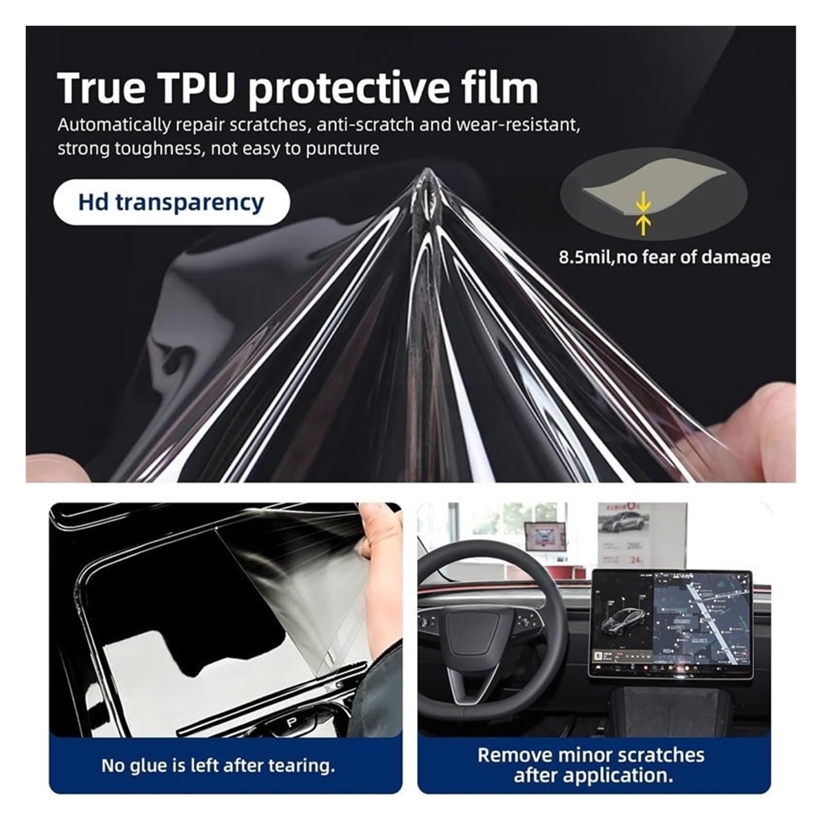 para PE&ugeot 2008 4008 2023, Consola Central Interior De Coche, Película Protectora Transparente TPU, Pegatina Reparador Arañazos Protector Pantallas