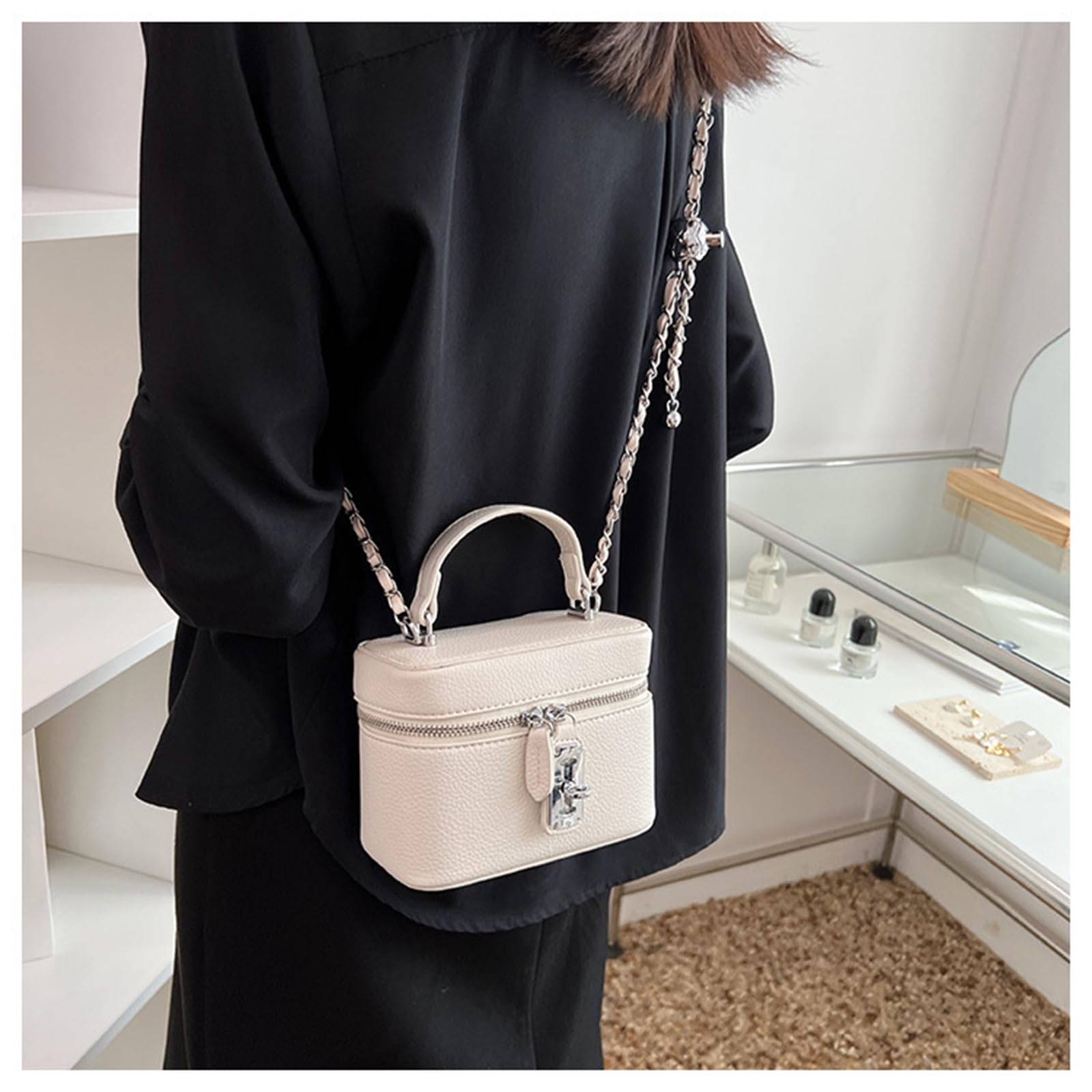 Umhängetasche Kettentasche, Stilvolle Umhängetasche, Vielseitige Handtasche Für Pendler-cremeweiß