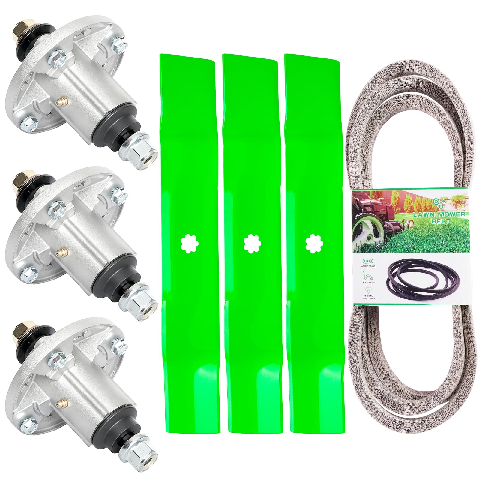 48 Inch Deck Rebuild Kit Fit for John Deere D160 D140 D150 LA165 LA145 LA155 D155 X165 X140 Lawn Mower Parts Includes 3 Spindle AUC15811 GY21098 GY20454 3 Blade GY20852 GX21784 1 Be lt GX20571