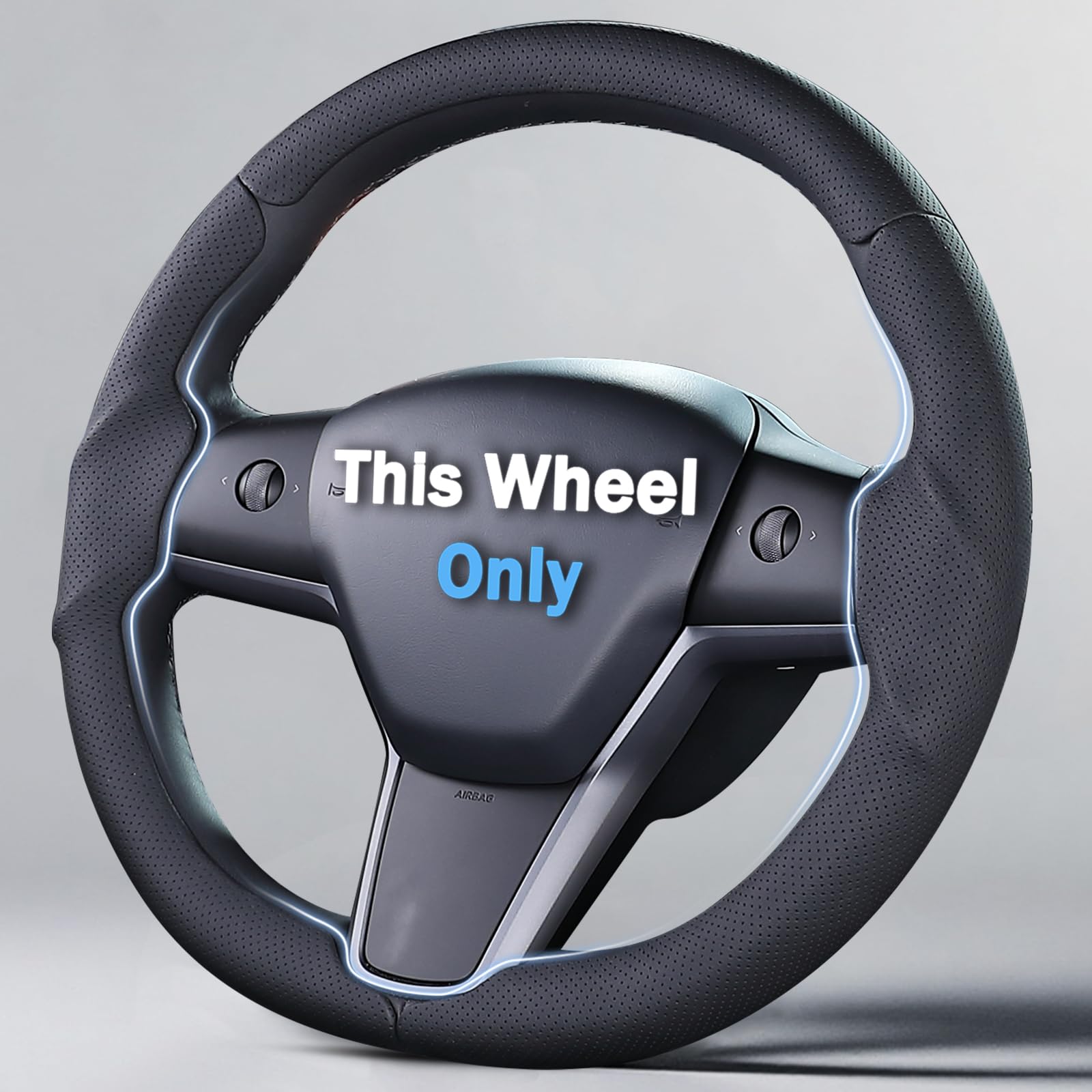 Funda de Volante para Tesla Model 3 2020-2024 Tesla Model Y 2017-2023, Funda de Cuero para Volante para Tesla Model 3/Y, Accesorios Color Negro | Funda de cuero para volante para Tesla Model 3/Y, accesorios color negro