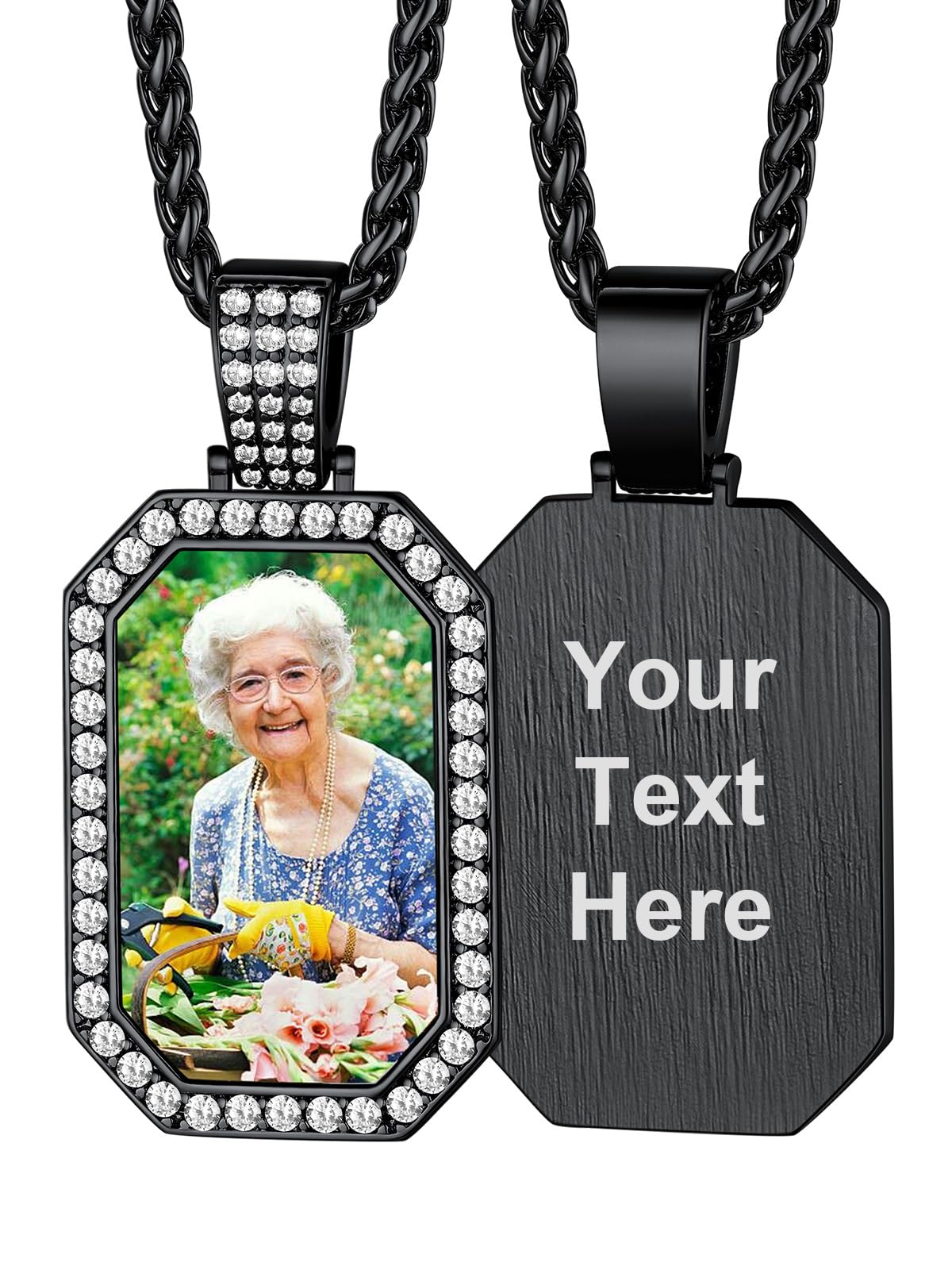 Custom4U Picture Necklace Personalized Photo Circle Chain for Men Women