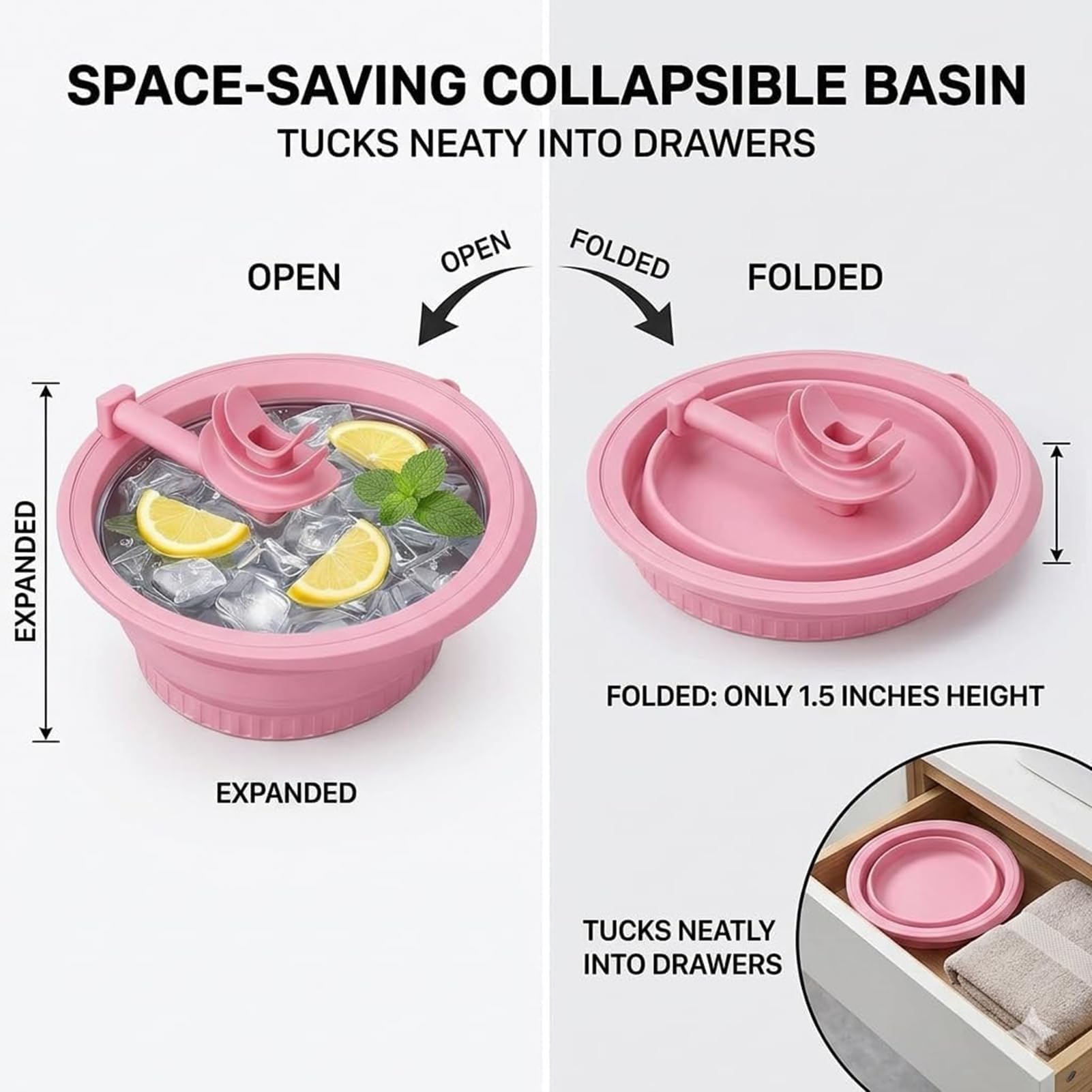 Bacinella Pieghevole per Bagno di Ghiaccio Facciale,Ice Face Bowl, Materiale in Silicone,Include boccaglio e stringinaso,Scomparto Ghiaccio,Riduzione dei Pori Miglioramento dell'Elasticità Cutanea (B)