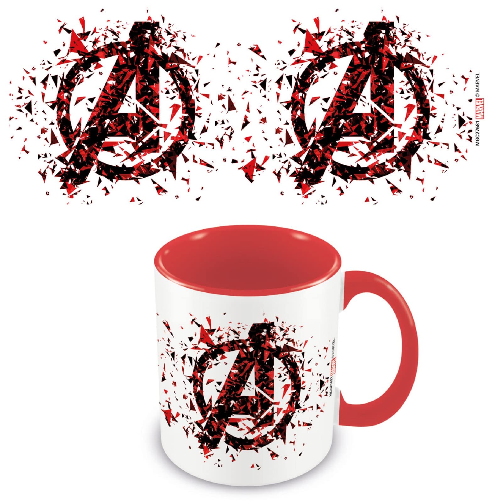 Pyramid International Red Marvel Avengers Mug In Presentation Gift Box (Shatte Logo Design) 11Oz Ceramic Mug - Official Merchandise,