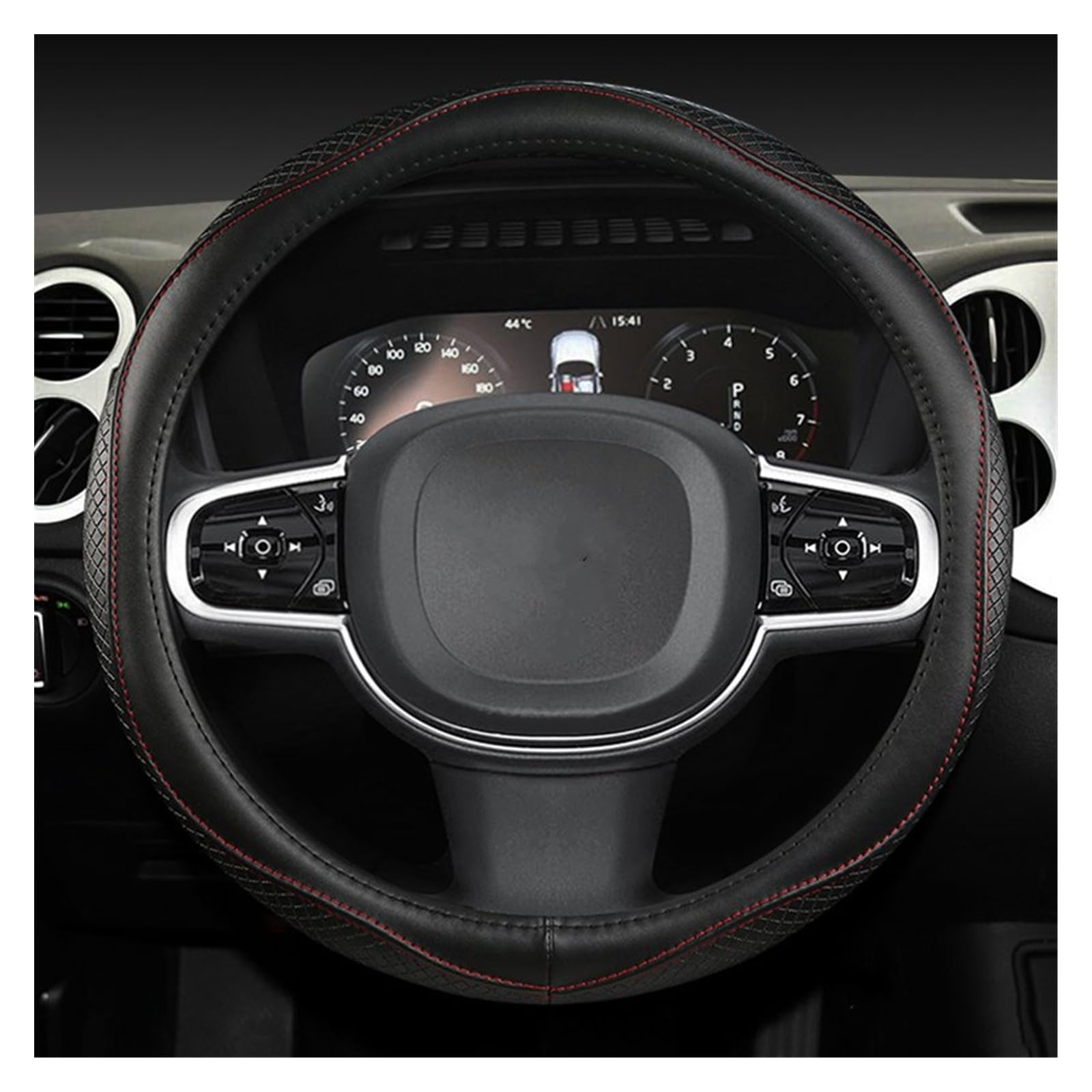 Protector para Volantes para Volvo XC40 para XC60 para XC90 V40 para S90 S80 para S60 S40 Funda Volante Cuero Genuino 38 Cm Y 15 Pulgadas, Antideslizante(Negro)