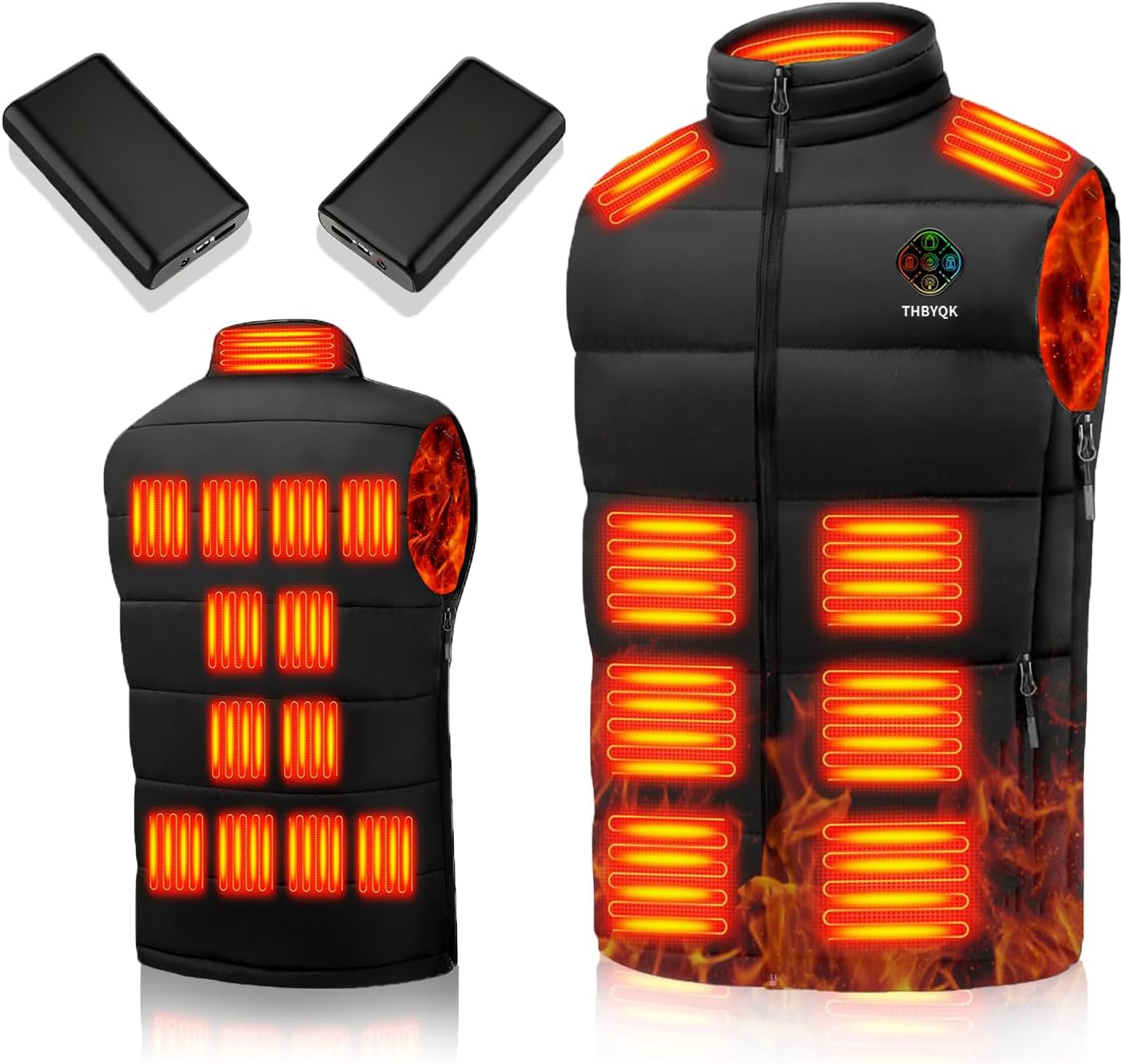 21 Heated Zones Heated Vest, with 40000mAH 7.4V Battery Pack Heated Vest for Men & Women, 5 in 1 Smart Controller