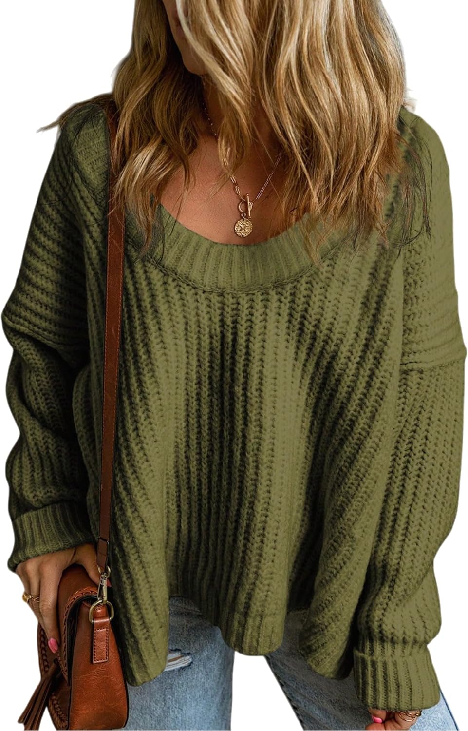 SISKIN Fall Sweater for Women Long Winter Cute Women's Oversized Boatneck Chunky One Shoulder Sweater