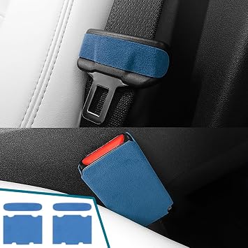 GZXinWei Interior Trim Decor Accessories Seat Belt Buckle Cover Sticker Styling Moulding for Alcantara Tesla Model Y 2020-2024 Model 3 2017-2024 Blue Suede