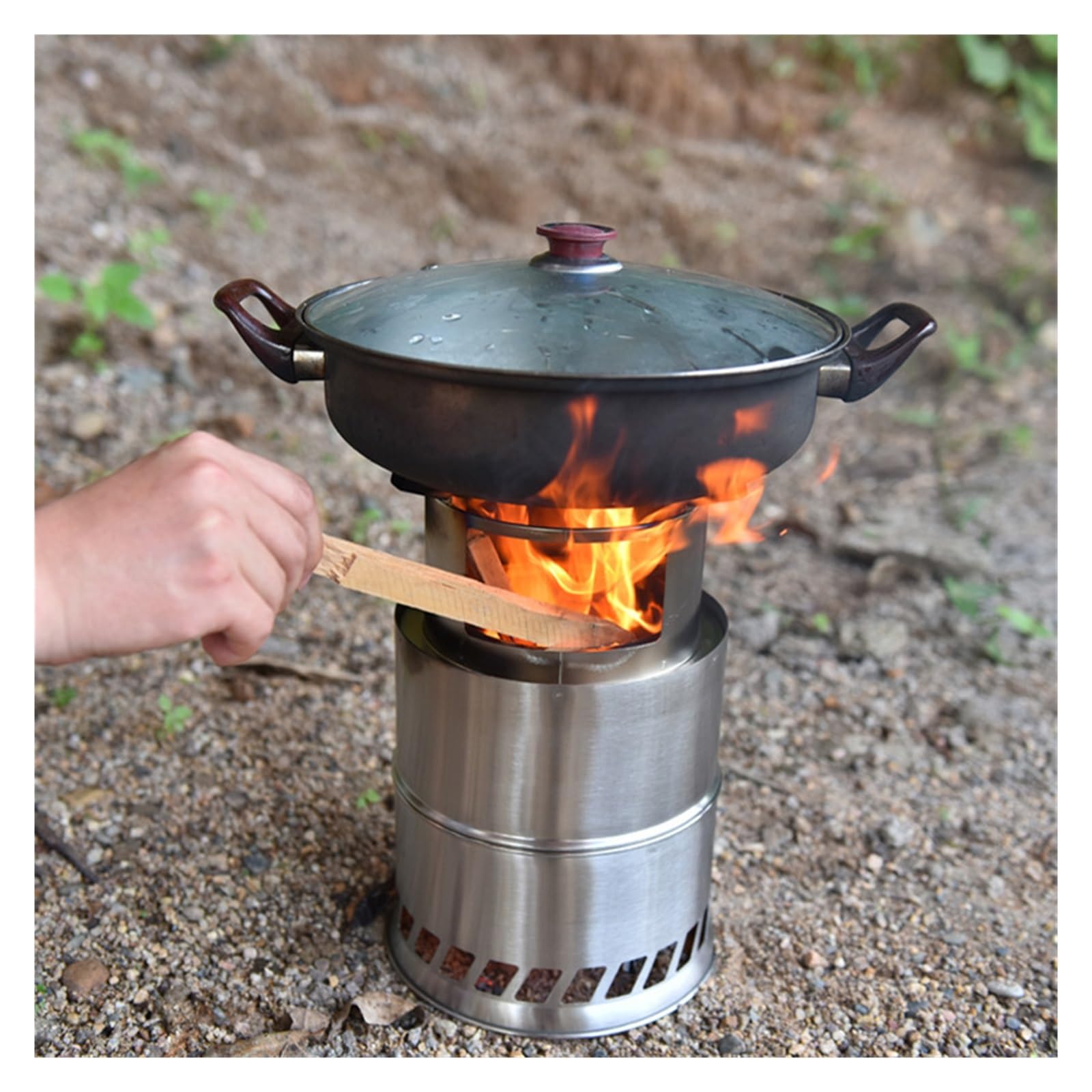 Brasero Exterieur Poêle à Bois Portable d'extérieur, gazéificateur de, Barbecue Pique-Nique, Pliable et Coupe-Vent