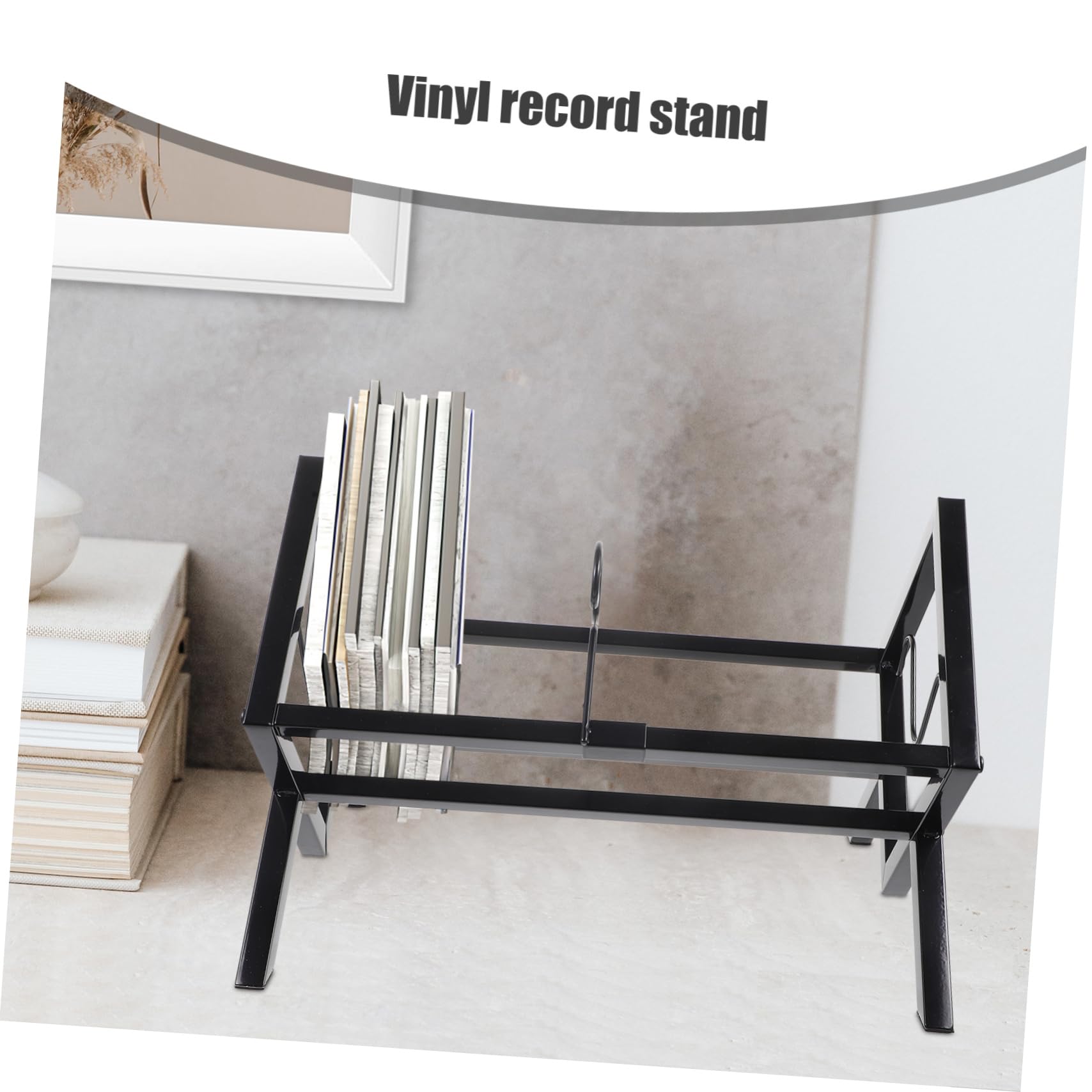 Supporto per Dischi in Vinile in Metallo Nero da Tavolo | Capacità Ampia, per Libri e Forniture da Ufficio, Uso Domestico o Negozio