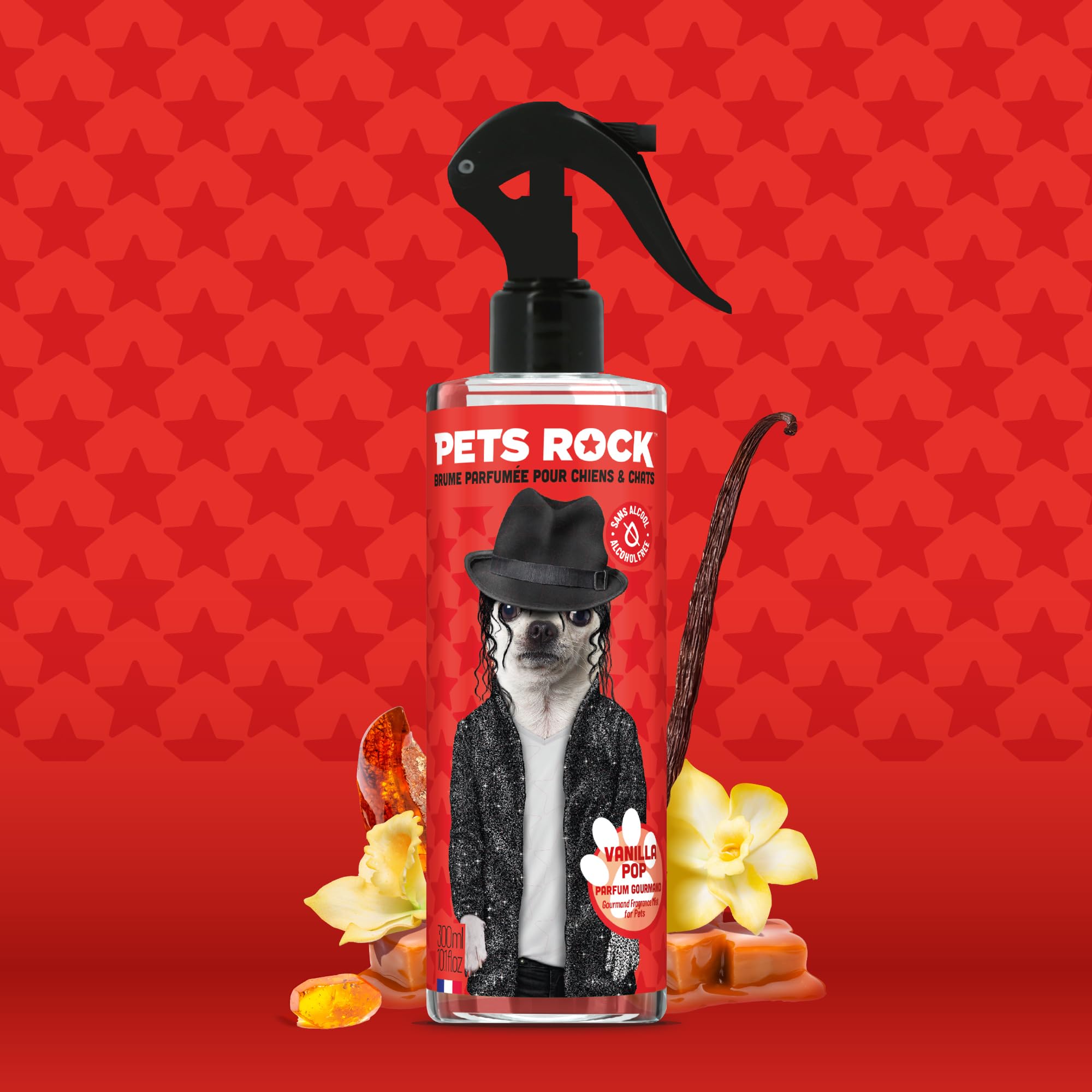 PETS ROCK | Vanilla Pop | Brume parfumée pour chien et chat 300ML - Neutralise les mauvaises odeurs