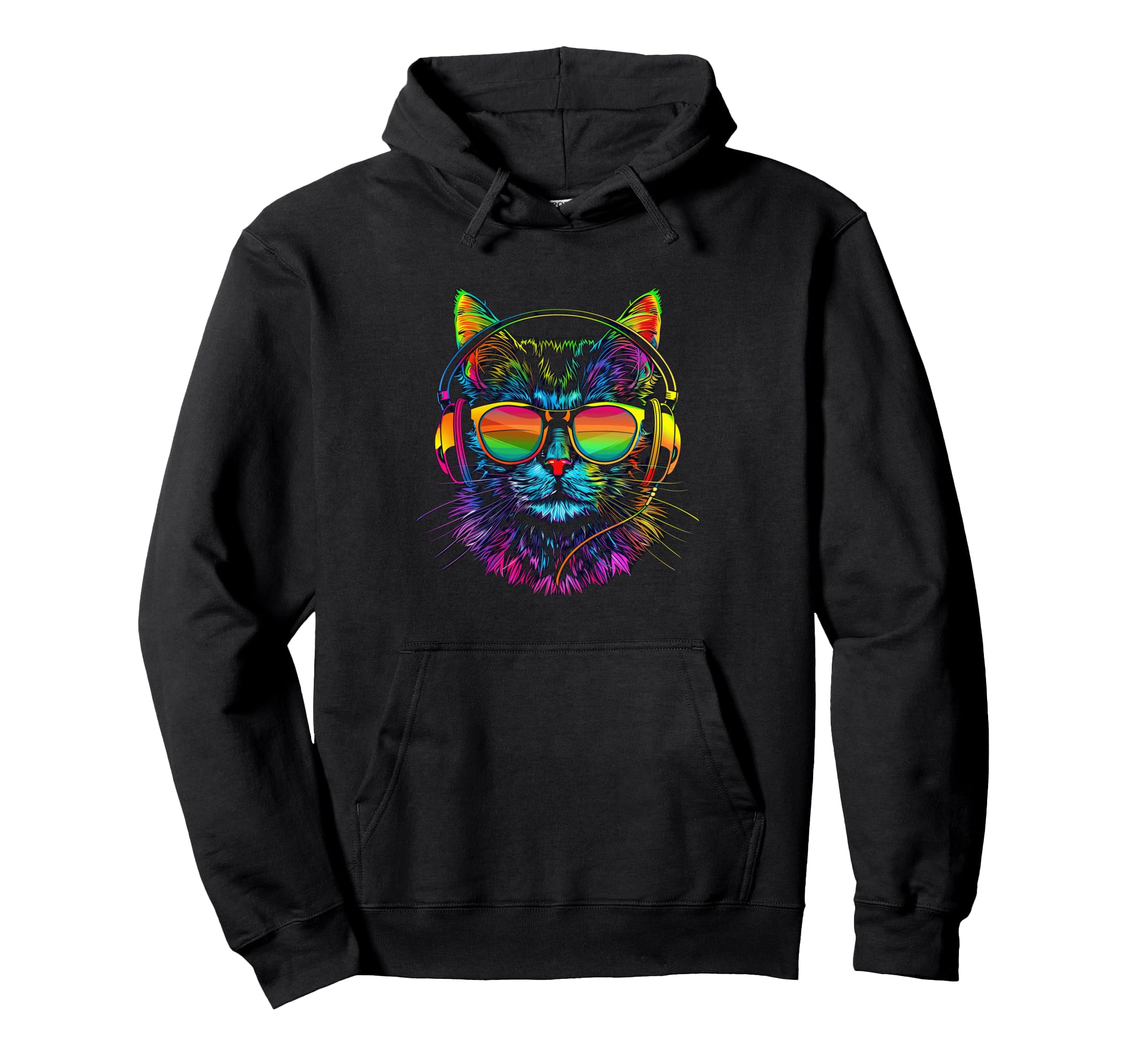 Cat DJ With Headphones And Sunglasses Kitty Pullover Hoodie