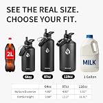 RAYMYLO Un flacon d'eau Gallon isolé, triple paroi à vide acier inoxydable (Cold for 48 Hrs), preuve de fuite & Non-BPA, gros jet d'eau avec poignée de paracord & Lys de la paille d'éponge