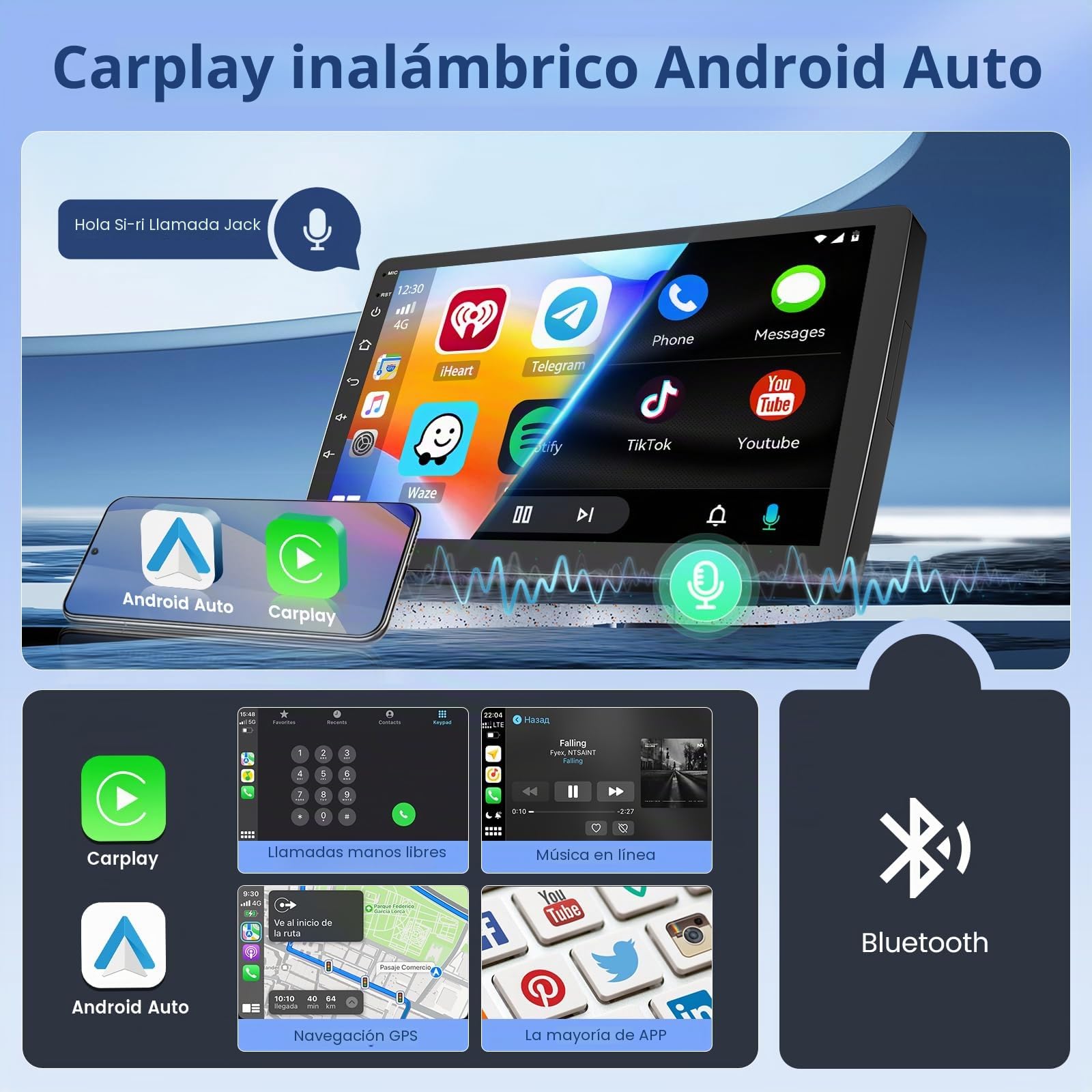 4+64G Autoradio para Peugeot 208/2008 2012-2018 con CarPlay Android Auto
