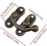Vista 4 de 4 piezas de bronce Mini cierre de brazo oscilante de bronce Cierre de cerrojo antiguo adecuado para cajas de joyería, regalos, cajas de madera