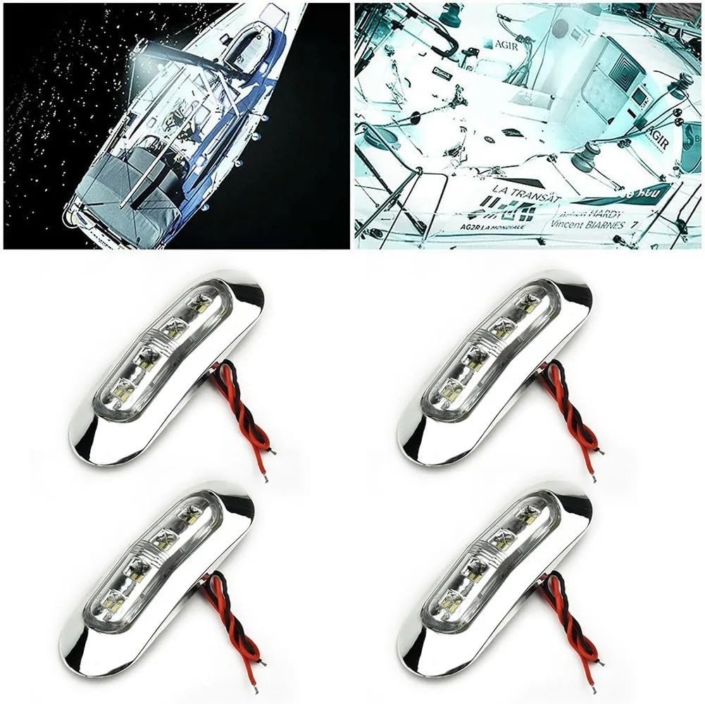 4pcs DC 12V-24V Marine Boat Courtesy Lights Cabin Deck Walkway Stair Light White Super Bright Waterproof Interior Lights