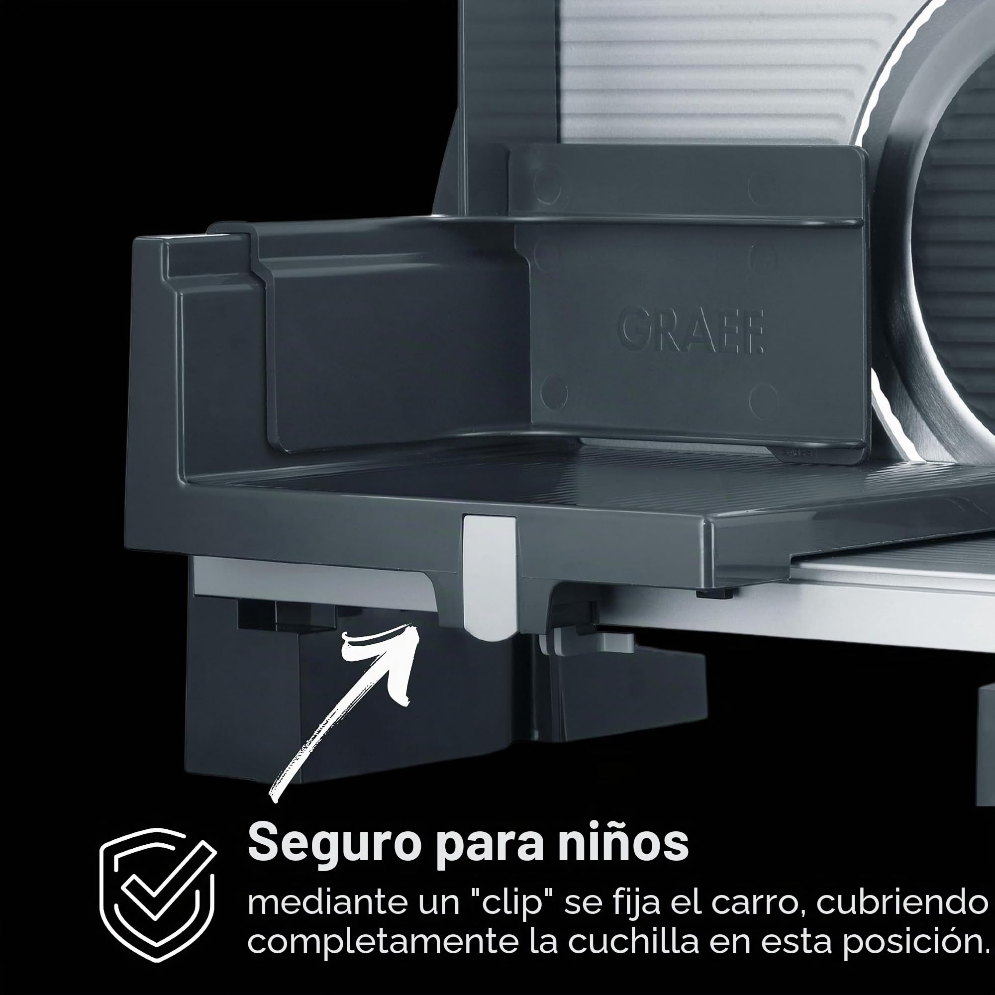 GRAEF G52 - Cortafiambres eléctrico, Made in Germany, 170 W, cuchilla Ø170 mm, corte 0-20 mm, para jamón, seguro infantil, gris