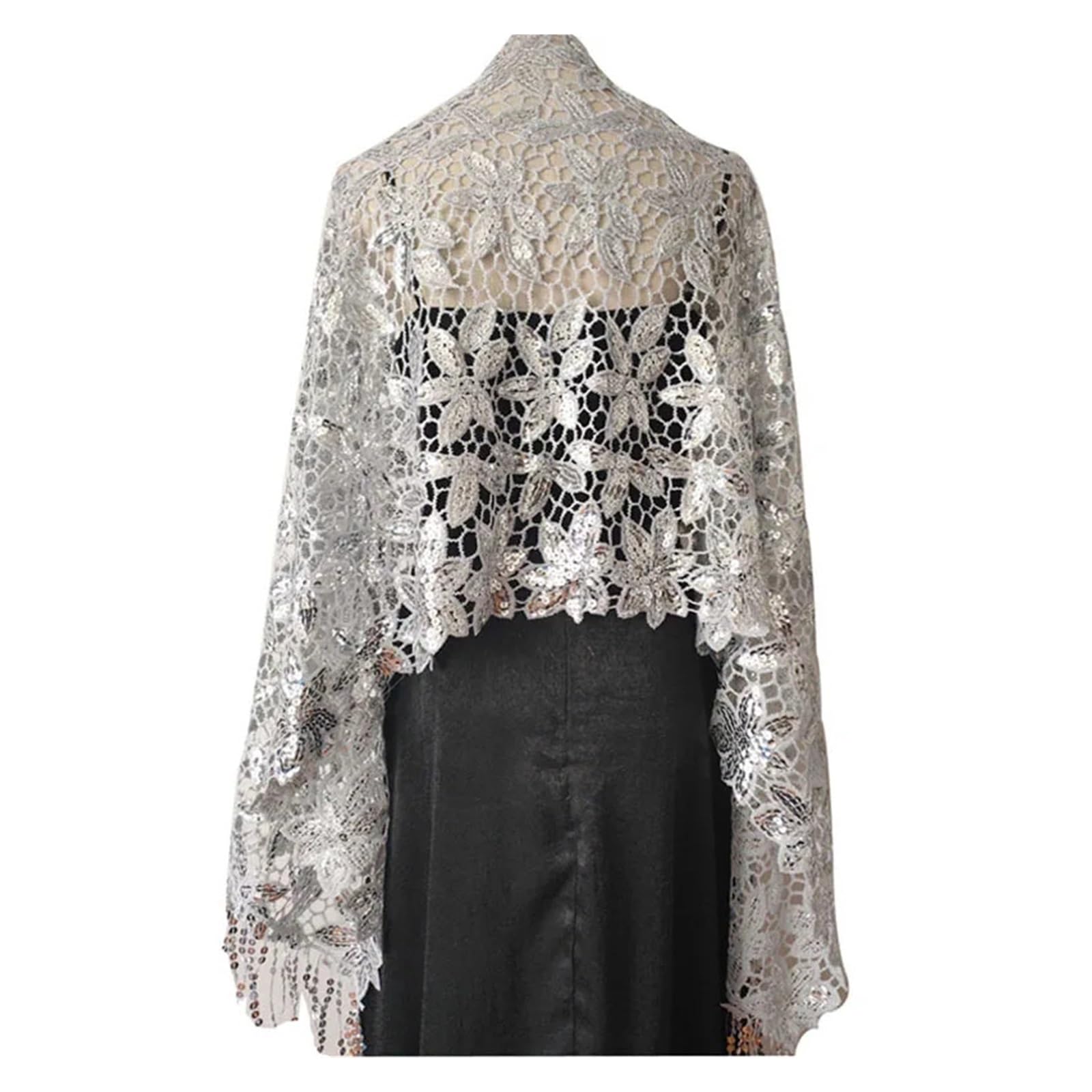 Chal de lentejuelas brillantes Elegante vestido de noche con purpurina y lentejuelas, chal for mujer, chales fiesta borlas, nupcial for dama honor, boda, Boleros, capas