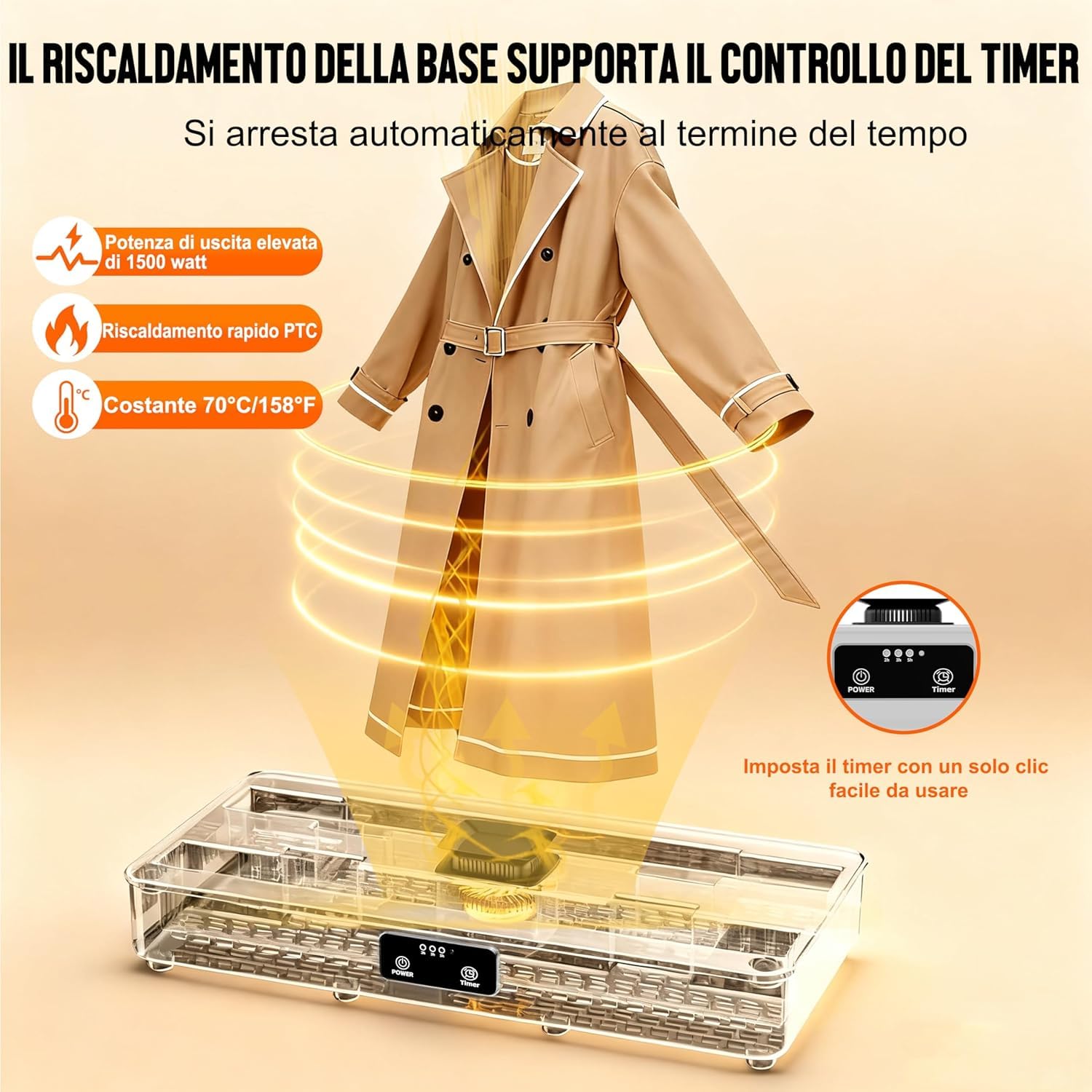 Kiseely Stendino Elettrico Asciugabiancheria, Asciugatrice portatile pieghevole con timer, facile da trasportare e con grande capacità per la casa | Appartamenti | Camper (Grigio CO6)