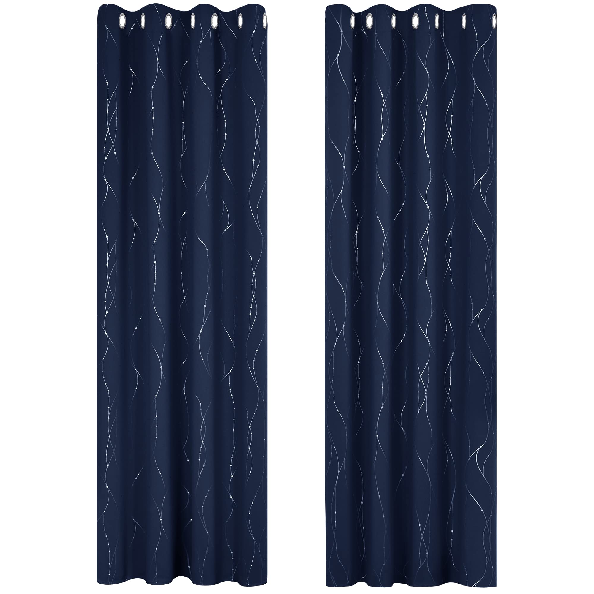 Deconovo Decorative Silver Dotted Line Foil Printed Blackout Curtains Thermal Insulated Curtains Eyelet Curtains for Baby Nursery 52 x 54 Inch Light Grey 2 Panels — view 15