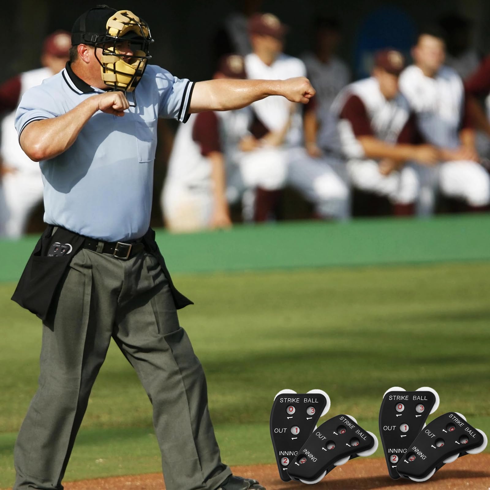 TOYMIS 4pz Indicatori Arbitri Baseball, 4 Ruote Clicker per Arbitri di Baseball Contapunti Sportivi Registrare Strike Ball Out e Inning per Allenatori di Softball