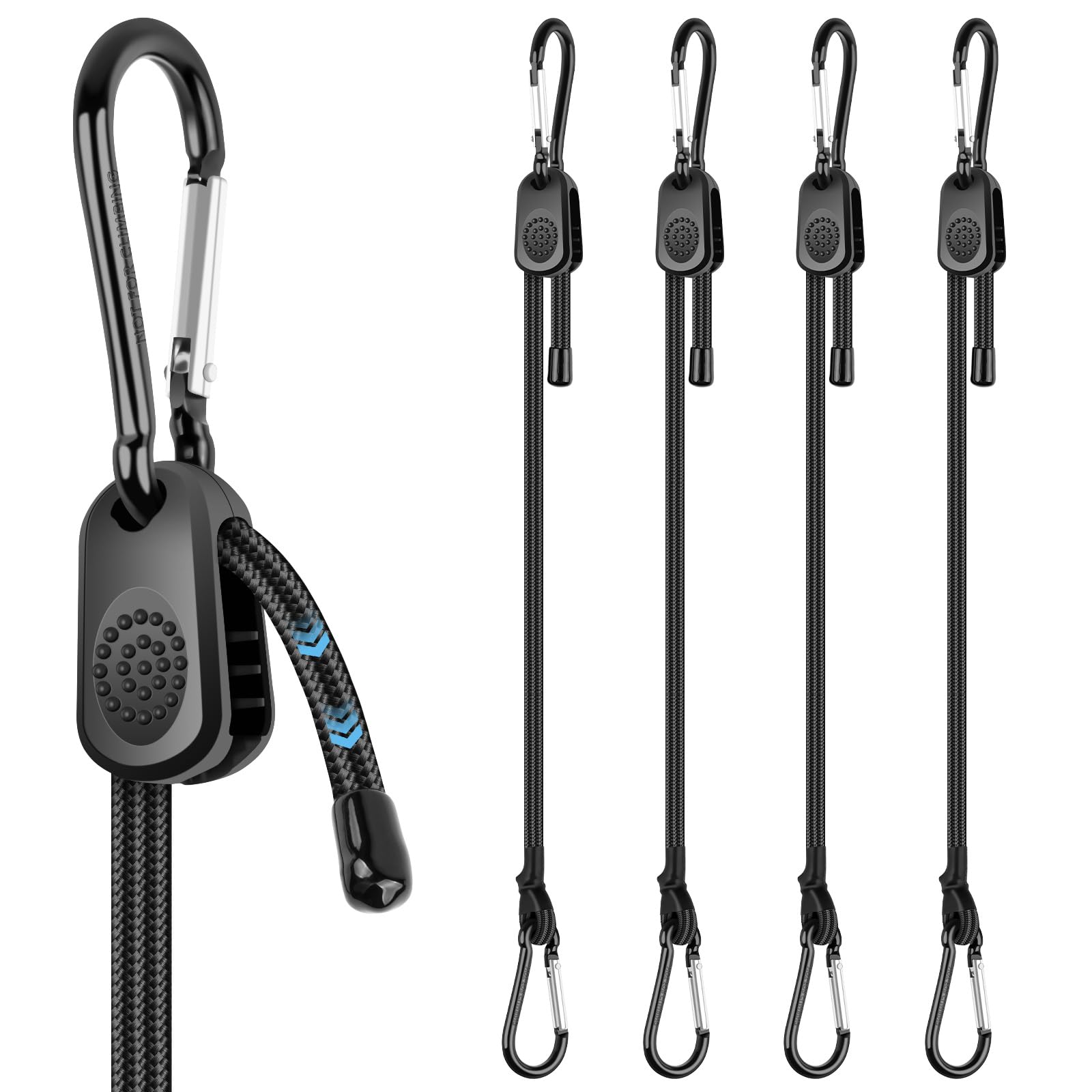 Bungee Cords With Hooks, Adjustable Bungee Cords With Carabiner Clips, Freely Adjustable Length, Heavy Duty Bungee Straps For Camping, Bike, Cargo (90CM/35.5IN-4PCS)