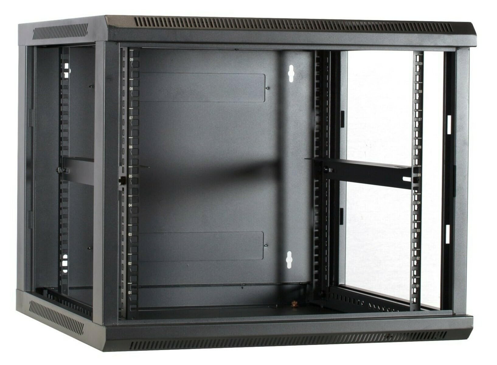Baie Murale 9U avec Porte en Verre 600x600x500mm Noir