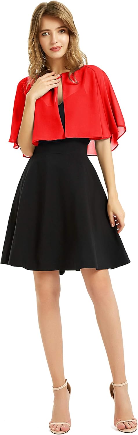 Women's Soft Chiffon Shawl Wraps Shrug for Evening Dress Wedding Cape Bolero Flapper Cover Up - Image 4