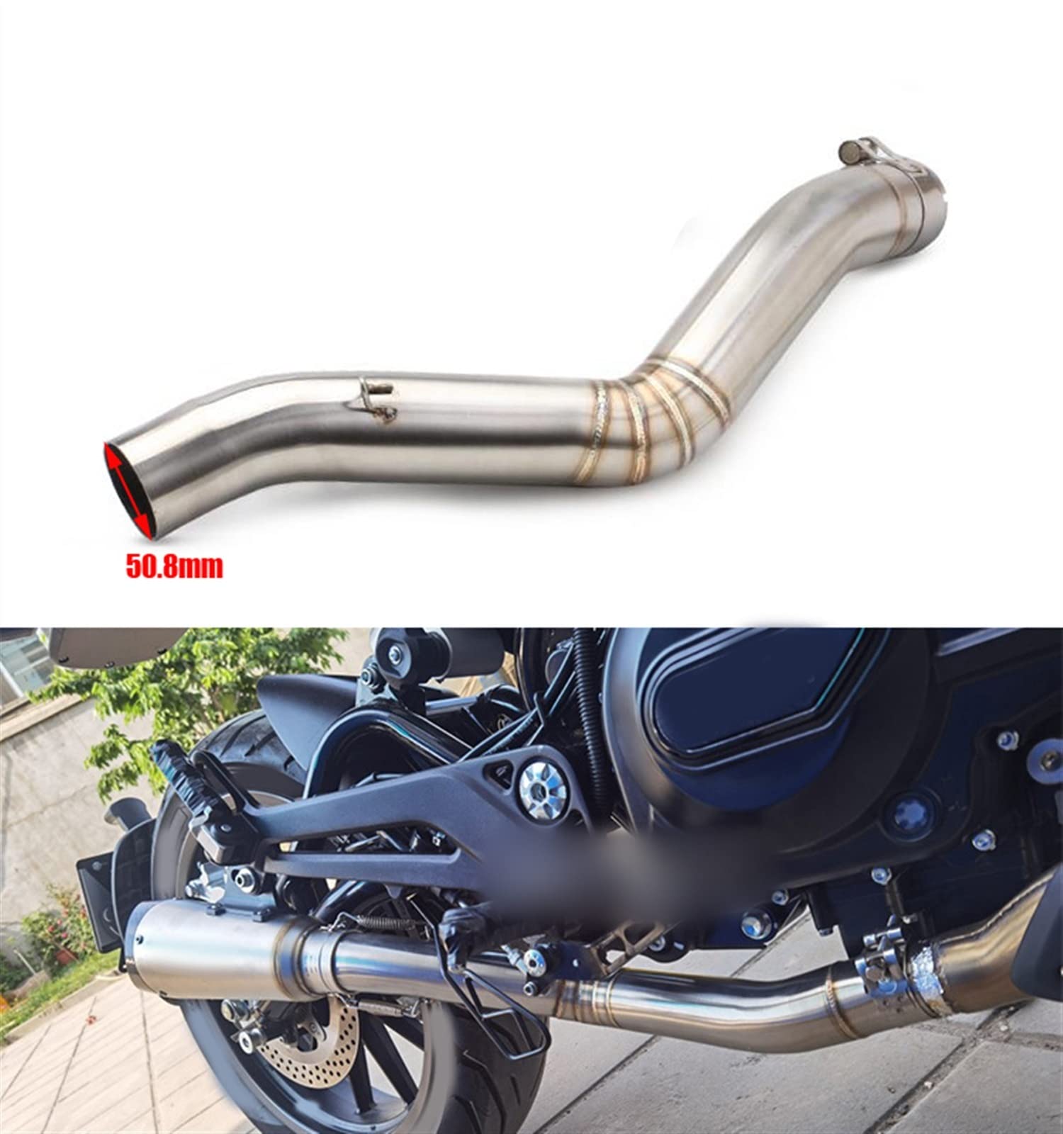 Moto Per Benelli Leoncino 500 TRAIL BJ500 Slip On Scarico Modifica Collegamento Centrale Tubo Fuga Migliora Catalizzatore Elimina