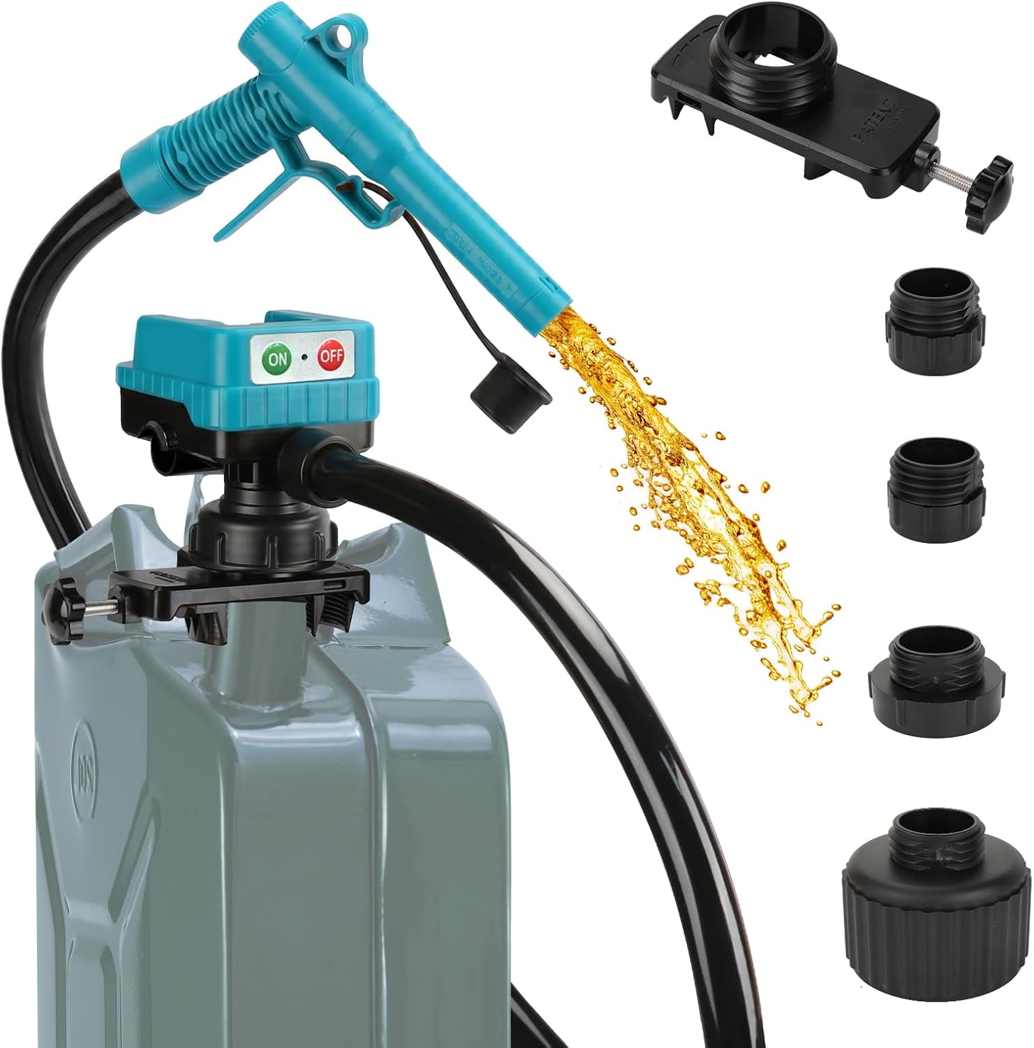 Cordless Fuel Transfer Pump with 51'' PVC hose, Compatible with Makita 18V Batteries, 4.5 GPM, Auto-Stop with alarm, 4 adapters & multi-adapter, Portable Gas Can Pump (Bare Tool)