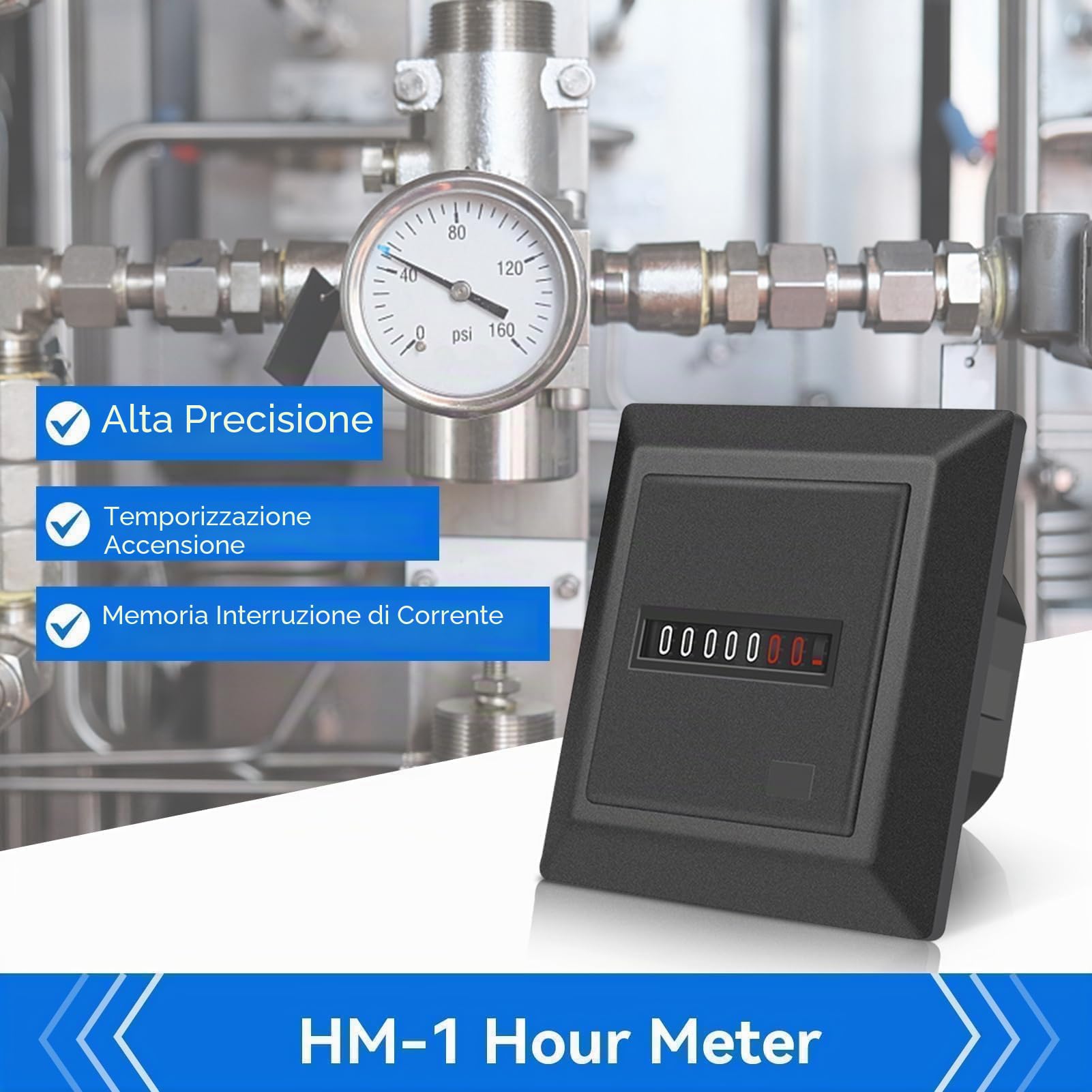 Contatore Ore Timer Con Display Digitale, AC 220-240 V 50 Hz Industriale Strumenti Timer Per Generatori Per Macchinari Di Ingegneria Per Veicoli Da Costruzione Macchine Agricole,0,3 W