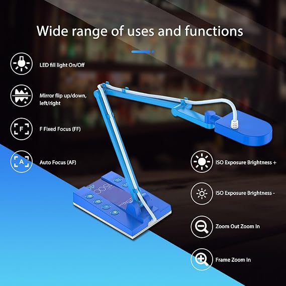 4K USB Document Camera, Auto Focus, Built in LED Light, Image Invert, 30fps 15MP Foldable Webcam, Compatible with Windows, MacOS and Chrome OS