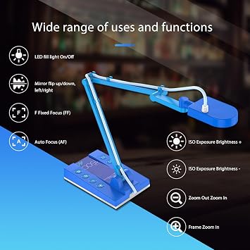 4K USB Document Camera, Auto Focus, Built in LED Light, Image Invert, 30fps 15MP Foldable Webcam, Compatible with Windows, MacOS and Chrome OS