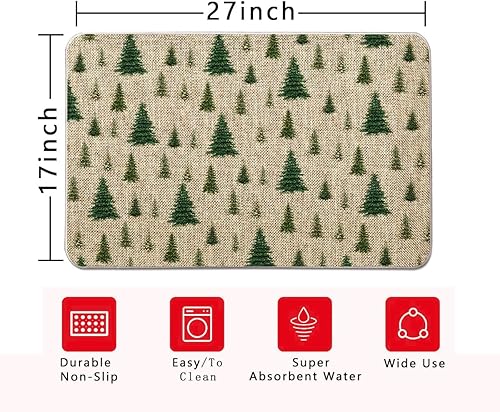 Miniatura 3 de Tapete de Navidad para puerta de exterior, tapete de árbol de Navidad, tapete de entrada verde, tapete de puerta de invierno, decoración de casa de