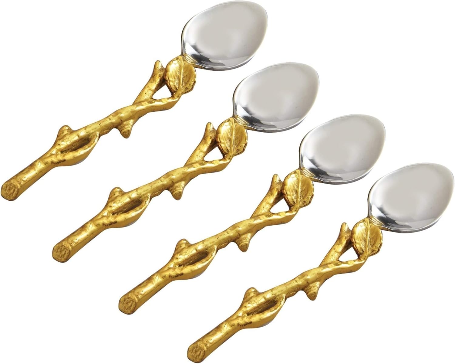 Heim Concept Gilt Leaf 4-pc Spoons Set (Gold Finish Leaf/Hammered Steel)