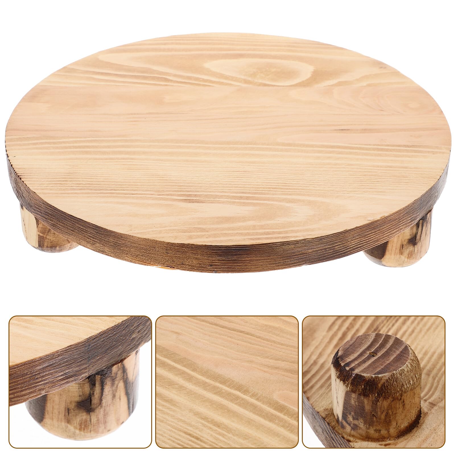 Toyvian Soporte Redondo de Madera para Macetas de Bonsái y Plantas de Interior, Base Estable y Multifuncional para Escritorio de Sala, Diseño Simple y Práctico