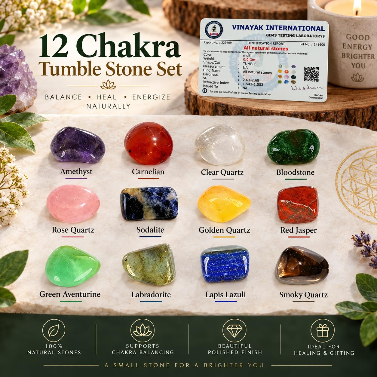 Crystal Tumble Stone Kits - Meditation & Reiki -2 Crystal Tumble Stone Kits - Meditation & Reiki -2