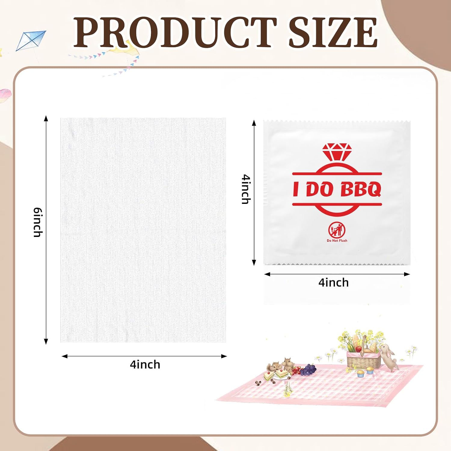 Loopeer 300 Pcs I Do BBQ Wet Wipes Bulk, Diamond Hand Wet Wipes Individually Wrapped Lemon for Bbqs Restaurant Wedding Travel Engagement Barbecue Party Supplies (Red) image 2