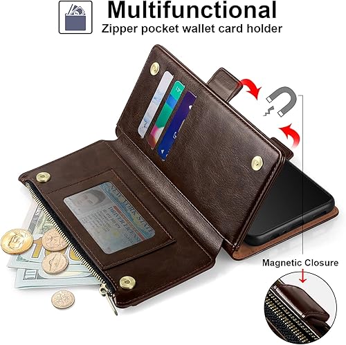 Vista 6 de Antsturdy Funda tipo cartera compatible con iPhone 11, de piel sintética, con bloqueo RFID, para mujeres y hombres, funda protectora a prueba