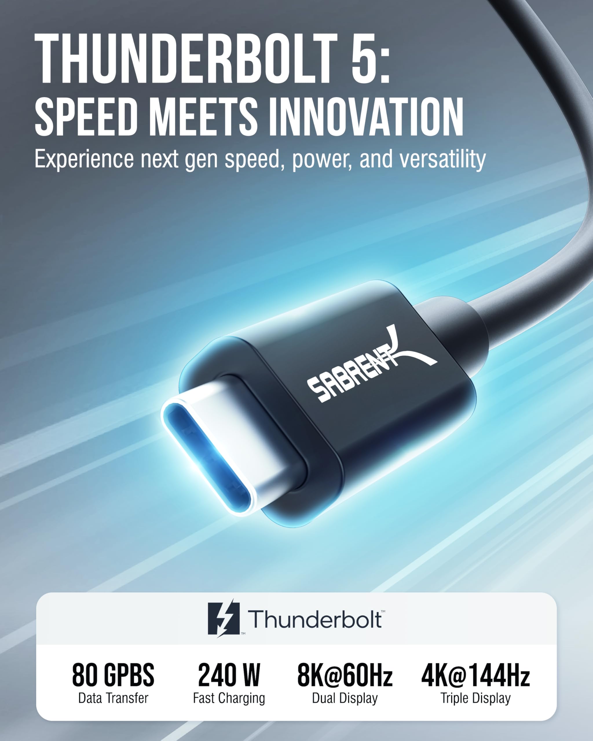 Amazon.com: SABRENT Thunderbolt 5 Certified Cable 3ft – 120Gbps