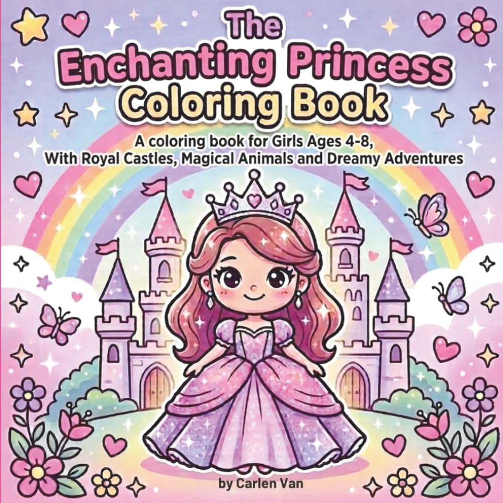 The Enchanted Princess Coloring Book: A Coloring Book for Girls Ages 4-8. With Royal Castles, Magical Animals and Dreamy Adventures.