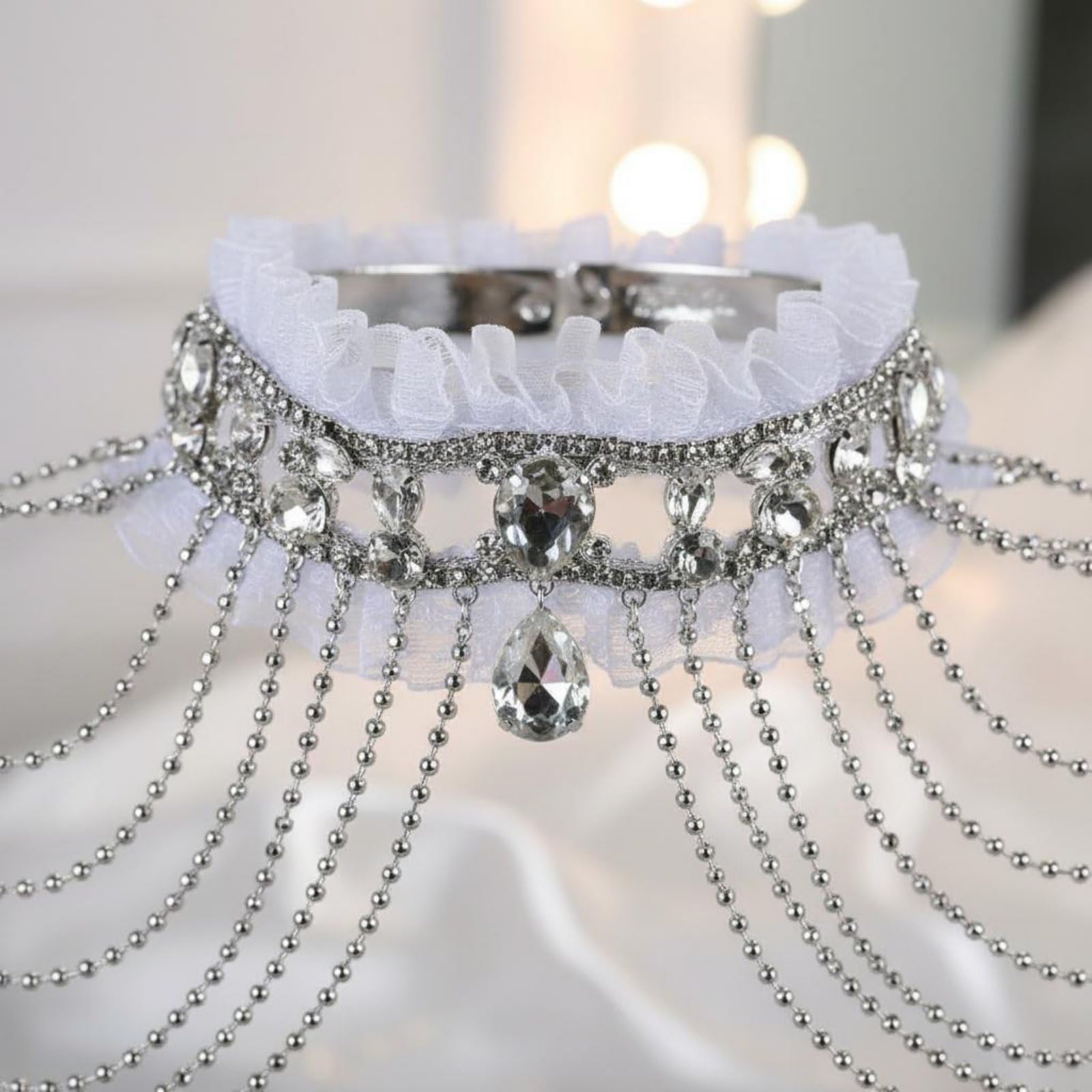 perfeclan Joyería de Hombro Nupcial Cadena de Hombro Gargantilla Collares Nupcial con Finas en Aleación y Estrás Adecuada para Banquete Presentaciones