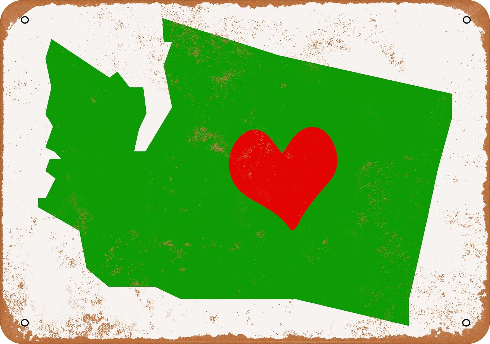 Miaomansenstore Metal Sign - Love Heart Washington - Vintage Look Home Decor