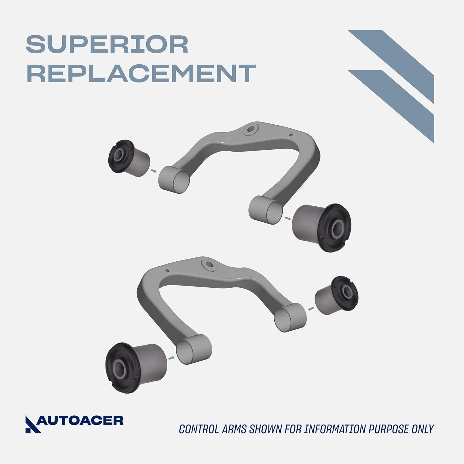 Complete Front Upper & Lower Control Arm Bushing Kit, 8-Pcs (Left & Right), Fits Tacoma 1995-2004 4WD, Tacoma PreRunner 1998-2004 2WD, Hilux / 4Runner 1995-2002, Land Cruiser Prado 1996-2002