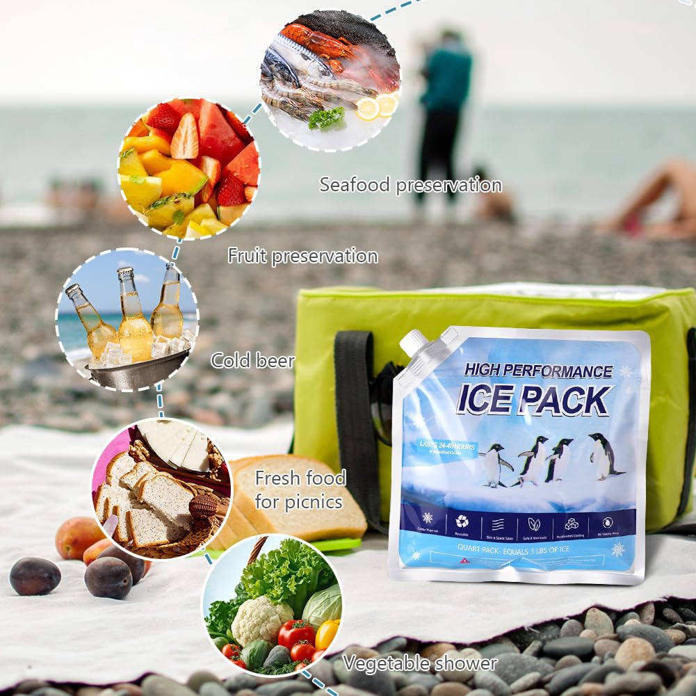 flintronic 4 Pack Ice Packs, High-Performance Cooling Ice Bag, Long lasting Reusable Ice Boards, Reusable for Camping Picnic - Image 7