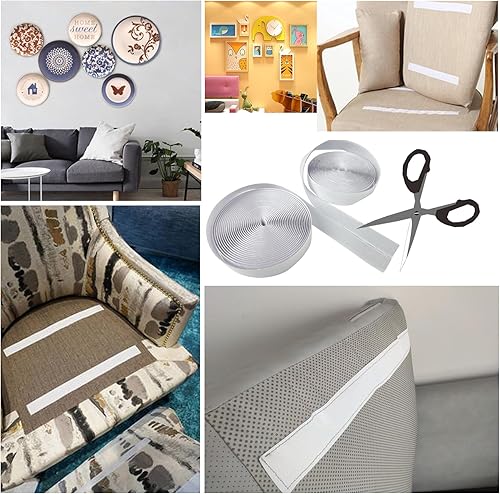 Miniatura 7 de 1 cinta adhesiva de gancho y bucle de 4 pulgadas, 24 pares de tiras adhesivas de doble cara para uso pesado, color negro