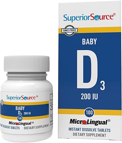 Superior Source Suplementos nutricionales de fórmula infantil Baby D, 200 UI, 100 unidades